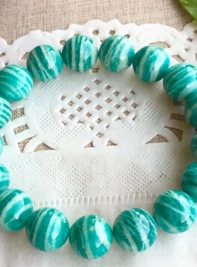 一物一图天然莫桑比克天河石手链老矿俄料玉化手串男女款冰蓝绿色