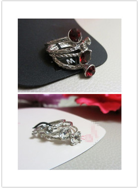 出口外贸饰品欧美时尚百搭宴会派对镶钻水钻仿宝石戒指套装