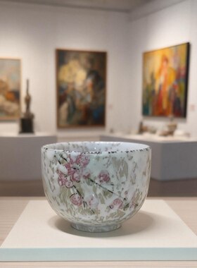 出口日本艺术家手作雪点红梅手绘釉下彩