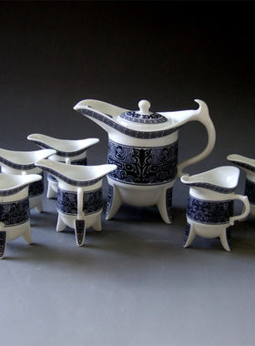 德化陶瓷仿古青花大师茶具