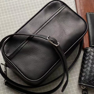 植鞣头层牛皮纯手工缝制男包斜挎小包手机包大容量YKK拉链相机包