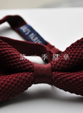 lau'高级定制手缝工艺暗红领带