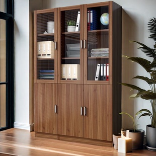 文件柜资料柜木质办公室档案柜钢化玻璃储物柜子书柜书架自由组合