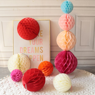 蜂窝球花球蜂巢灯笼菱格纸花球结婚布置幼儿园背景墙婚房派对