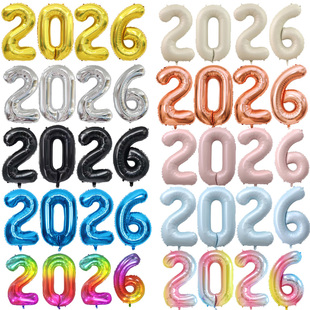2026数字气球16寸32寸40寸圣诞商场元旦布置新年春节活动铝膜汽球