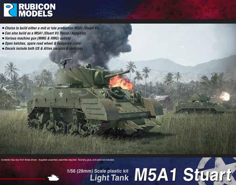 Rubicon 280023 拼装模型 1/56 美国 M5A1 斯图尔特 轻型坦克