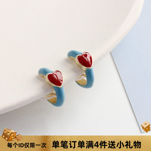 高级感撞色珐琅滴釉爱心明星同款