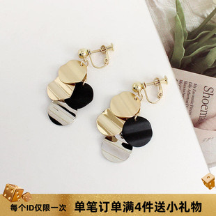 金属圆片流苏耳饰时尚潮流耳圈轻奢气质小众高级感2025年新款耳夹