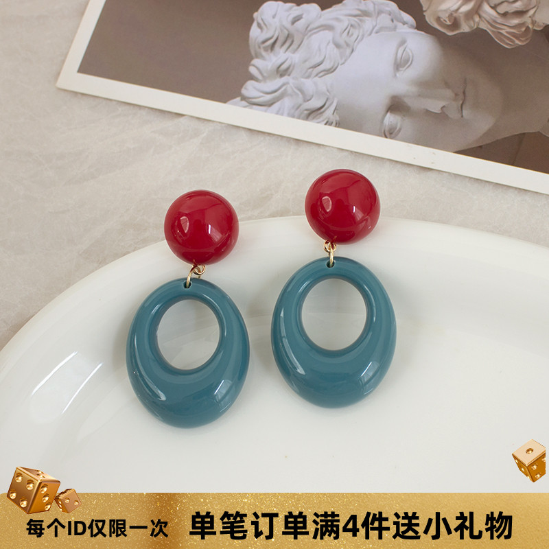 耳环无耳洞圆环撞色摩登80年代