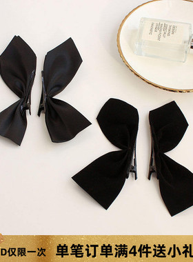 Jisoo智秀同款发夹半片式韩国黑色蝴蝶结侧边夹丝绒夹子头饰少女
