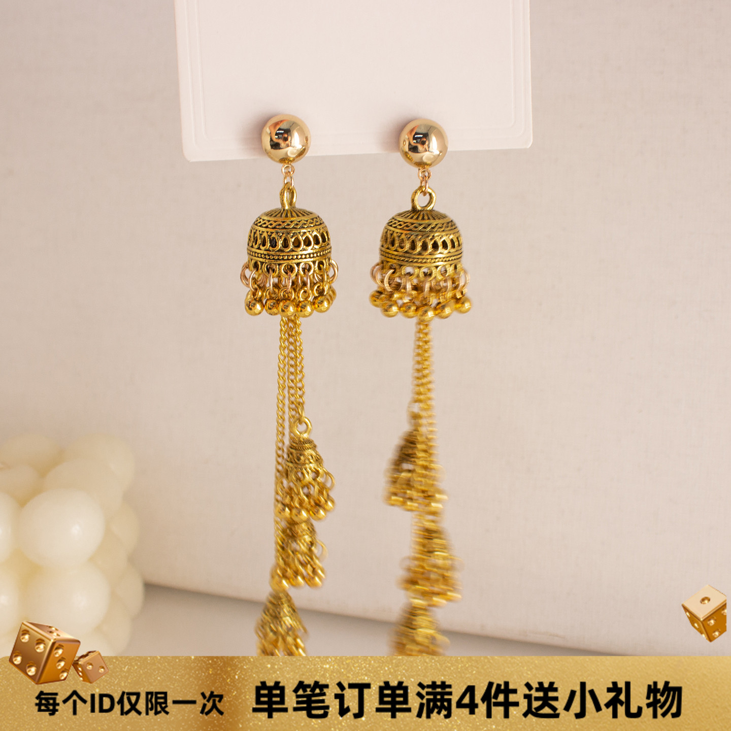 民族风铃铛流苏耳环女