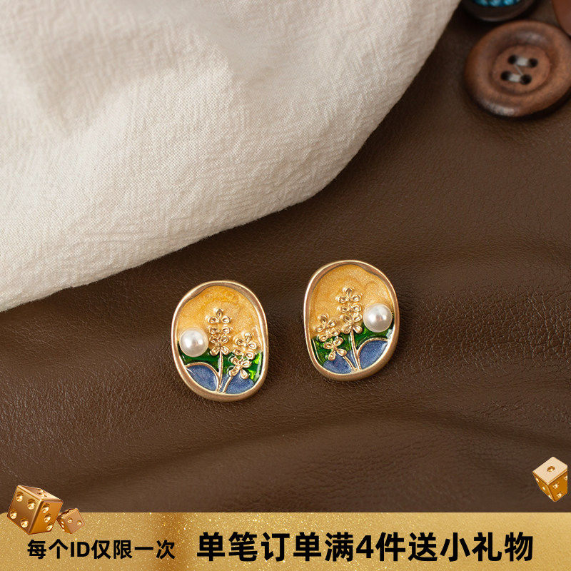 复古油画感麦穗耳环中古文艺高级感耳钉珍珠田园无耳洞蚊香盘耳夹,饰品/流行首饰/时尚饰品新,耳夹,淘宝优惠券,粉丝福利购,淘宝优惠卷
