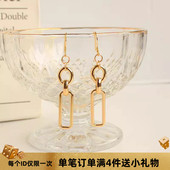 极简chic港风简约日韩百搭气质小酷金色几何链条耳环无耳洞耳夹女