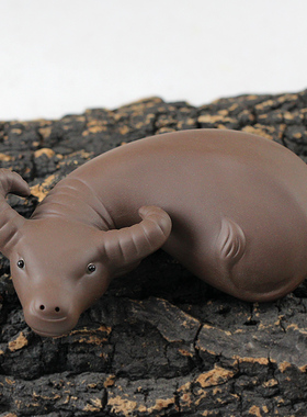 陶瓷迷你茶宠客厅紫砂小黄牛温和