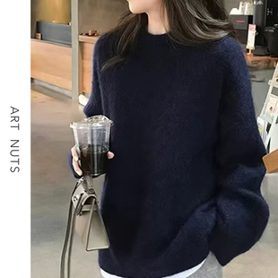 Nuts 针织衫 简约 秋冬圆领拉绒宽松显瘦套头长袖 线条 悦迷Art
