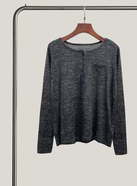 悦迷Art Nuts 简约的线条 肌理夹花透气圆领半开襟长袖休闲针织衫