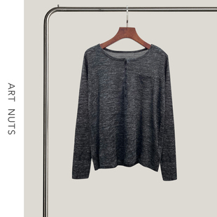 Nuts 休闲针织衫 简约 肌理夹花透气圆领半开襟长袖 线条 悦迷Art
