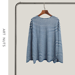 Nuts 慵懒条纹圆领防晒套头针织衫 简约 秋季 线条 悦迷Art