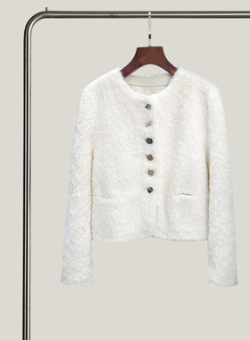 悦迷Art Nuts 芳华悦己 秋冬皮毛一体圆领短款保暖长袖外套