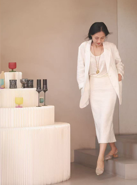 悦迷 Art Nuts 春风十里不如你 气质优雅翻领亚麻雨露麻西装外套