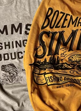 美国simms夏季圆领T恤短袖文化衫路亚钓鱼衣服飞蝇户外休闲上衣