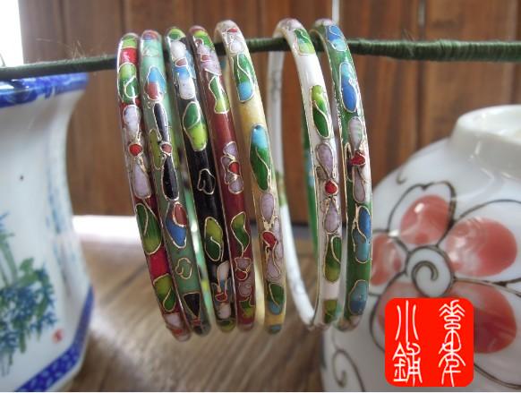 入門級老貨體驗款 銅胎掐絲景泰藍老貨套七手鐲 瑕疵七支超值!