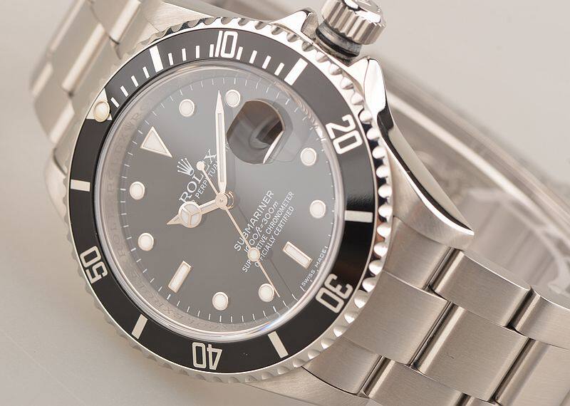 已售出【97新】劳力士黑水鬼自动机械大三针日历男表16610 有劳服发票