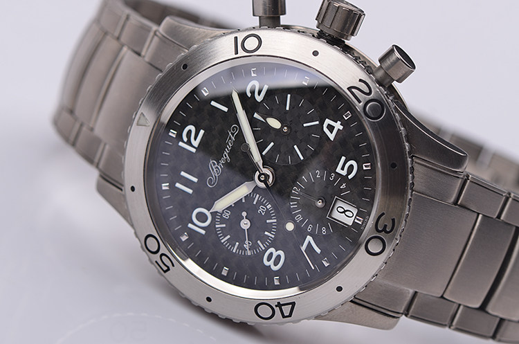 已售出【97新】宝玑飞行员钛金属计时日历自动机械男表3820TI/K2/TW9