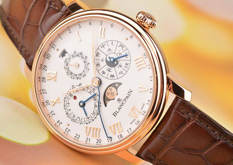 【98新】宝珀玫瑰金大明火珐琅盘中华年历月相男表00888-3631-55B