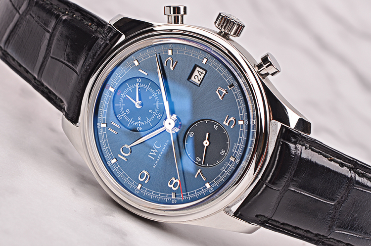 已售出【98新】万国葡萄牙劳伦斯限量版飞返计时日历自动男表IW390406