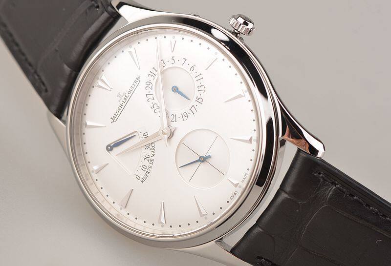 已售出【97新】积家小丑动显日历小三针折叠扣自动机械男表Q1378420