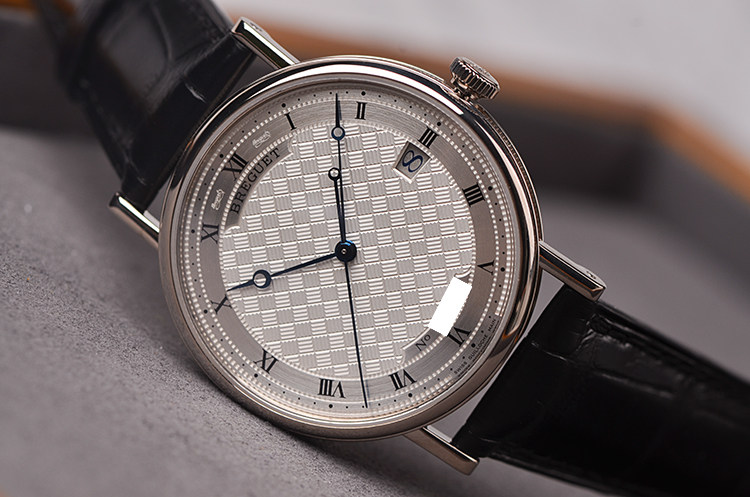 已售出【98新】宝玑白金大三针日历自动机械男表5177BB/12/9V6盒证齐