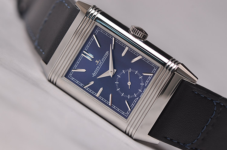 已售出【98新】积家翻转面蓝盘小三针手上链折叠扣皮带男表Q3978480全套