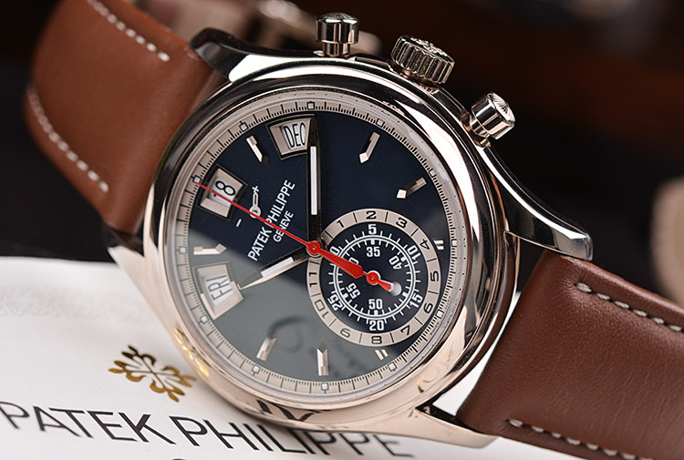 已售出【98新】百达翡丽复杂功能时计白金蓝面年历计时男表5960/01G-001