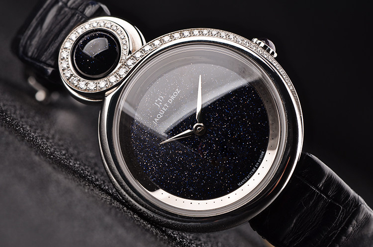 已售出【98新】雅克德罗优雅8系列精钢镶钻沙金石面盘女表J014500270