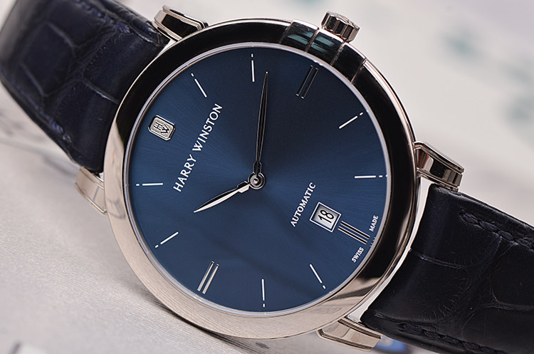 已售出【未使用品】Harry Winston midnight白金蓝盘自动男表450-MA42W