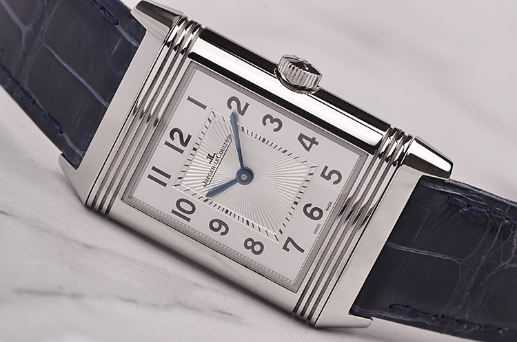 已售出【未使用品】积家翻转面精钢镶钻双表盘手上链皮带女表Q2588422