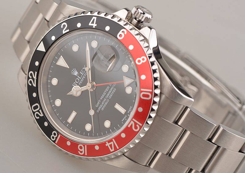 已售出【97新】劳力士格林尼治II型可乐圈GMT日历钢带自动男表16710 F头