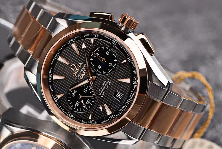 已售出【未使用品】欧米茄海马玫瑰金及钢计时男表231.20.43.52.06.001