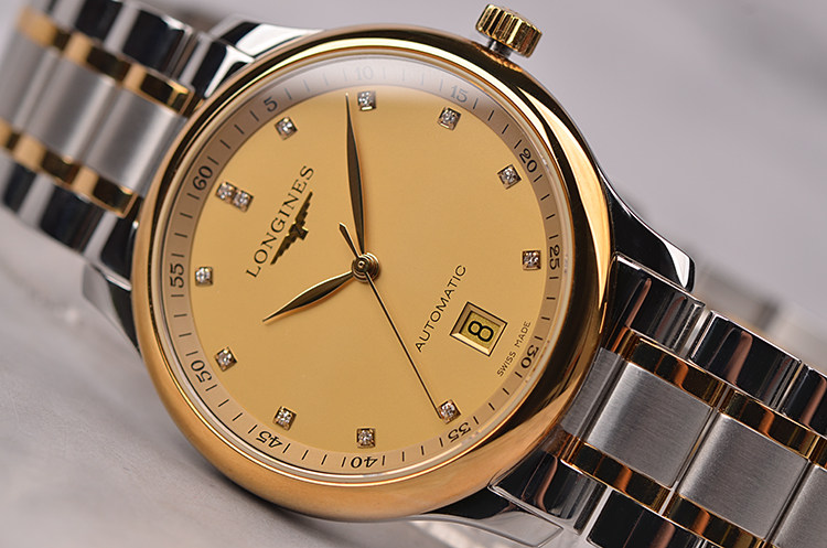 已售出【未使用品】浪琴名匠黄金及钢刻度钻大三针男表L2.628.5.37.7