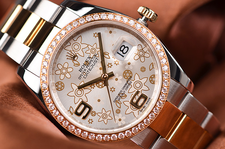 已售出【98新】劳力士日志型黄金及钢镶钻大三针日历自动男表116243全套