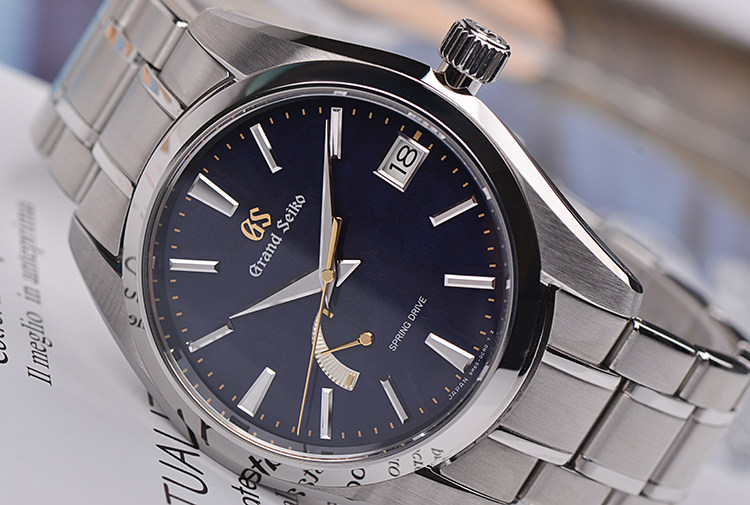 已售出【98新】精工GS限量版深蓝面日本三景浮世绘动显日历男表SBGA433G