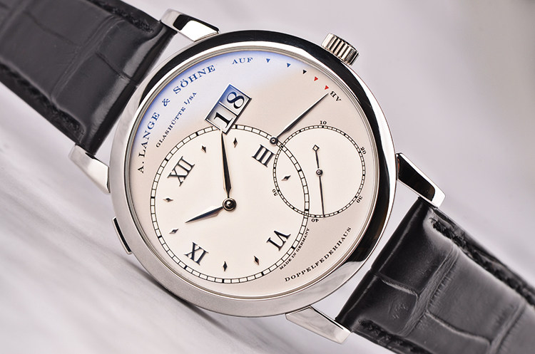 【97新】朗格1号大号铂金偏心动显大日历手上链折叠扣男表115.025