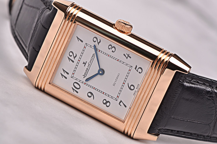 【97新】积家翻转面限量版玫瑰金珐琅面两针手上链男表Q3732523