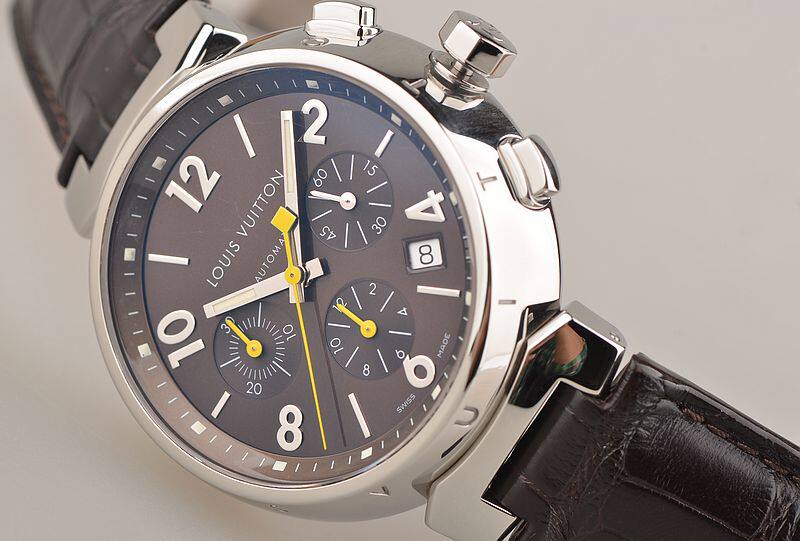 已售出【97新】路易威登TAMBOUR深棕面计时日历自动机械皮带男表Q11211