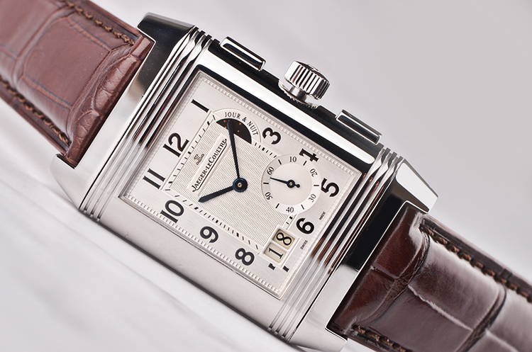 已售出【97新】积家翻转面GMT动显昼夜大日历8天链皮带男表Q3028420