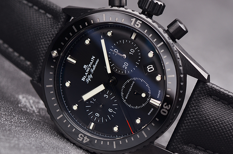 已售出【99新】宝珀五十噚黑陶瓷计时日历自动男表5200-0130-B52A盒证齐