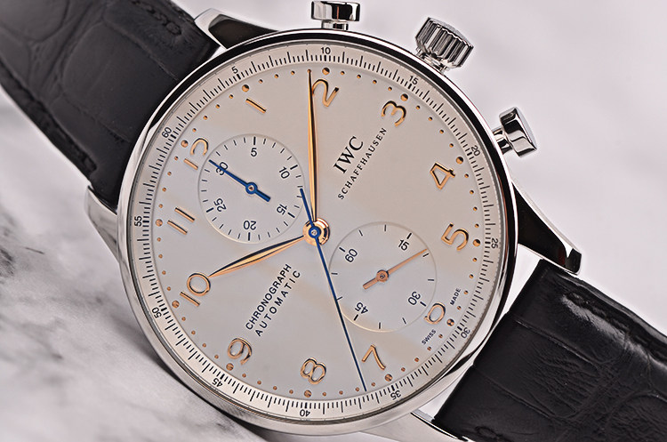 已售出【98新】万国葡萄牙计时白面金针自动机械折叠扣皮带男表IW371445