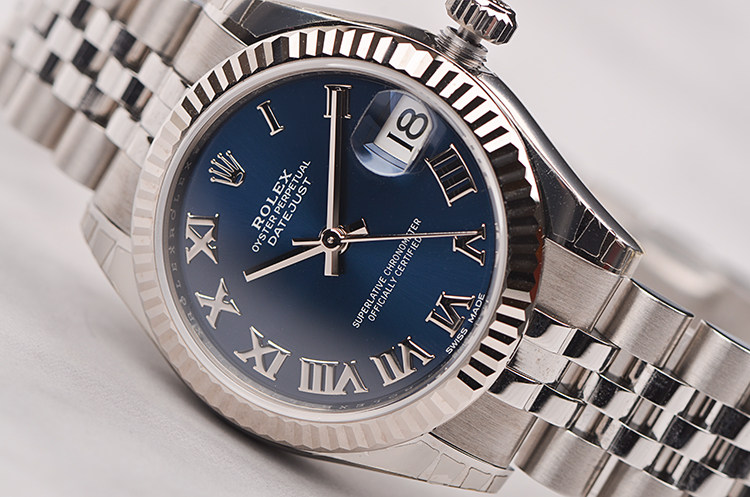 已售出【未使用品】劳力士女装日志型蓝面罗马字刻度自动女表178274有卡