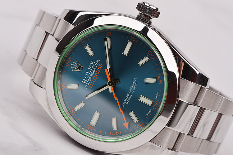 已售出【98新】劳力士MILGAUSS蓝盘绿玻璃闪电针自动机械男表116400GV